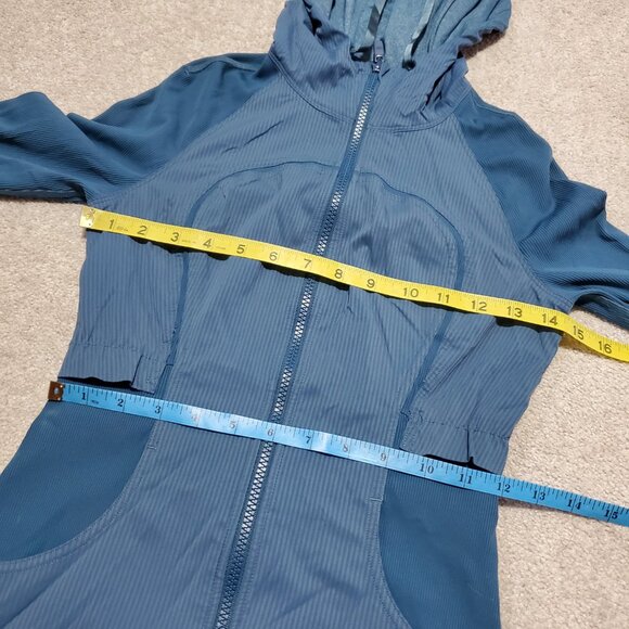 LULULEMON Dance Studio Rib Sleeve Jacket Reversible Slim Petrol Blue Women's 2 - Picture 15 of 16